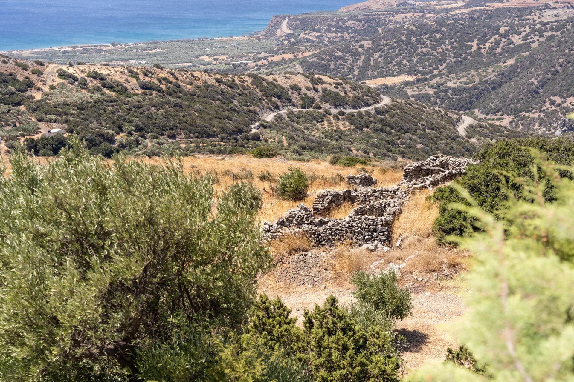 Mountains, olive groves and the Libyan Sea around Vorénia Horizon, South Crete