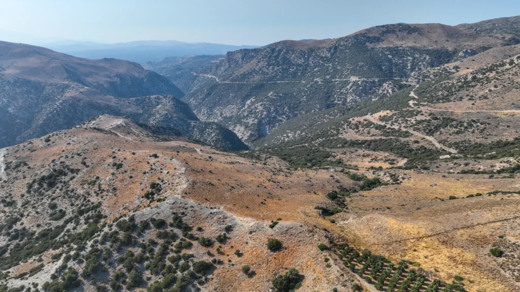 Mountains, olive groves and the Libyan Sea around Vorénia Horizon, South Crete